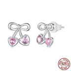 CHERRY BLUSH™ – Boucles d’Oreilles Cerise avec Pierre Rose en Argent 925