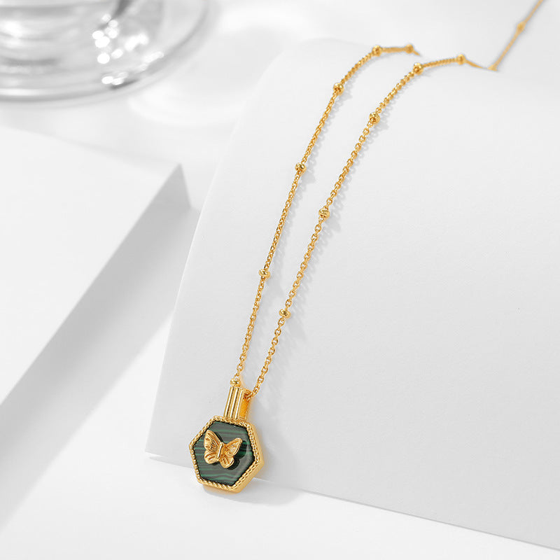 EmeraldWing™ – Collier Papillon & Malachite en Argent 925