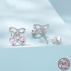 CHERRY BLUSH™ – Boucles d’Oreilles Cerise avec Pierre Rose en Argent 925