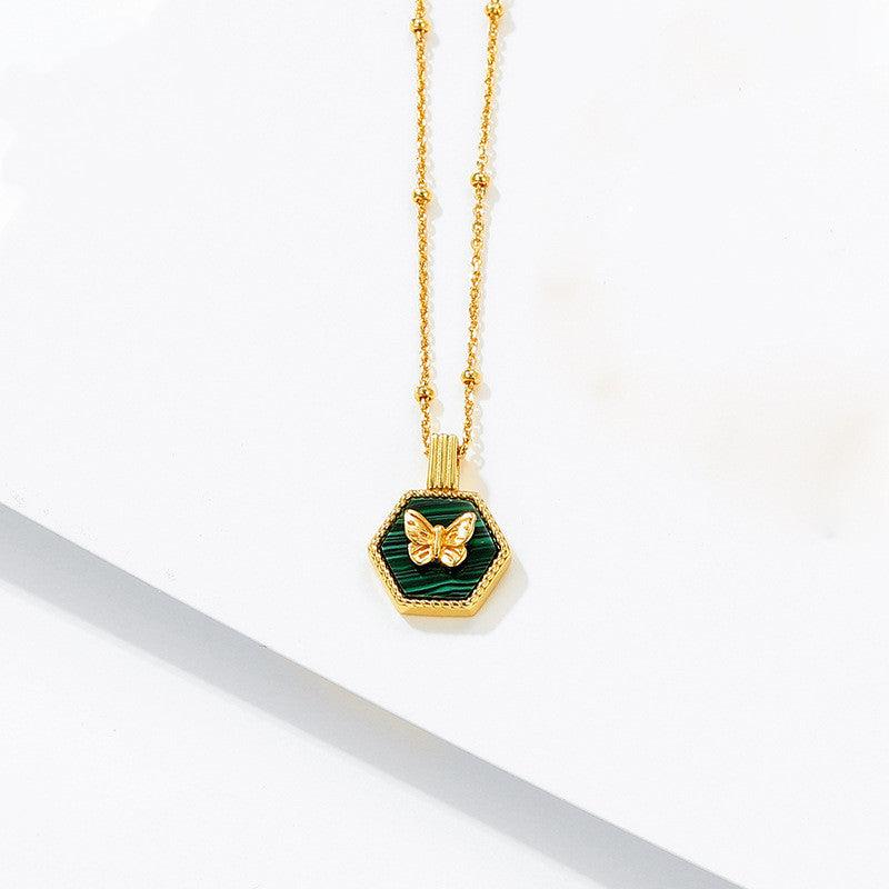 EmeraldWing™ – Collier Papillon & Malachite en Argent 925